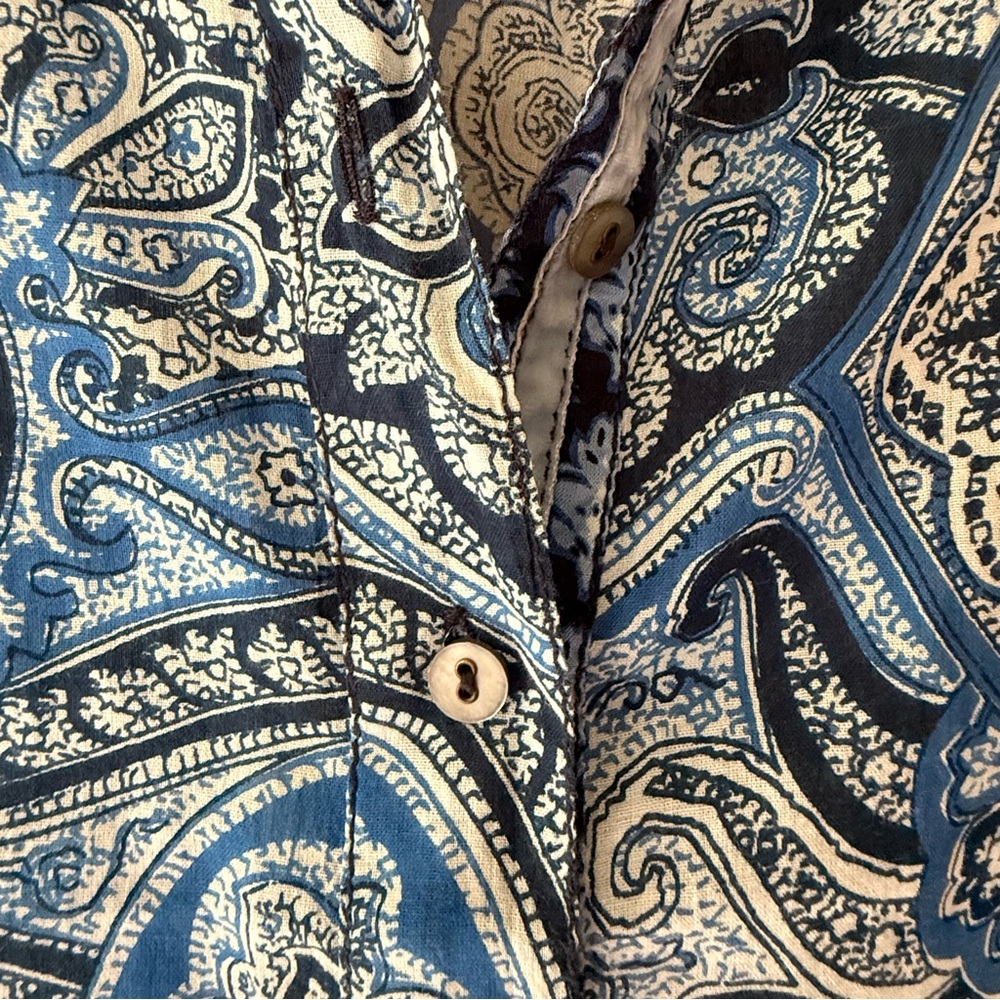 Cino Blue Paisley Buttondown Lightweight Cotton Collared Shirt Size Large - Picture 5 of 9